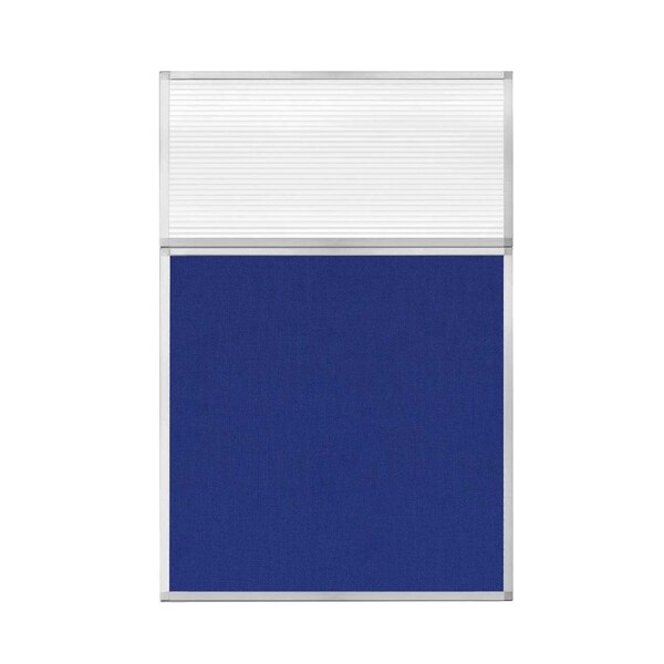 Hush Panel Configurable Cubicle Partition 4' x 6' W/ Window Royal Blue Fabric Clear Fluted Window